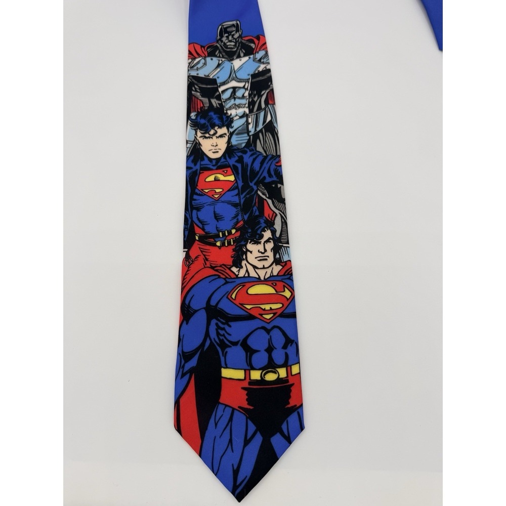 Ralph Marlin Superman Tie DC Comics 1996 Super Trio Blue‎ Graphic 55" x 3.75"
